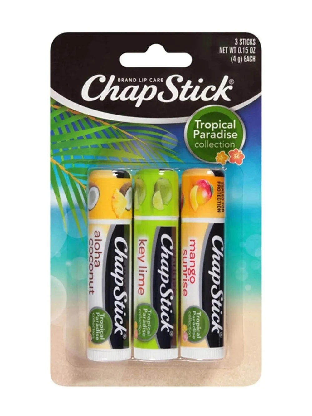 CHAPSTICK Trio Tropical Paradise Lip Balm Mango, Key Lime, Coconut
